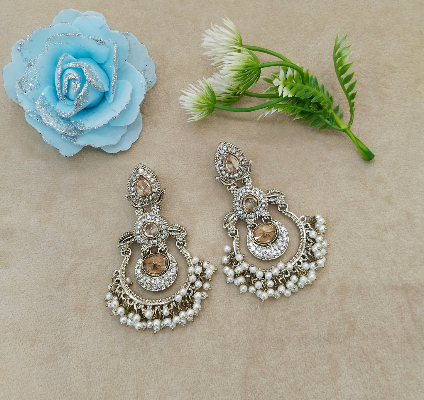 Antique Gold Bollywood Indian Ratan Earrings