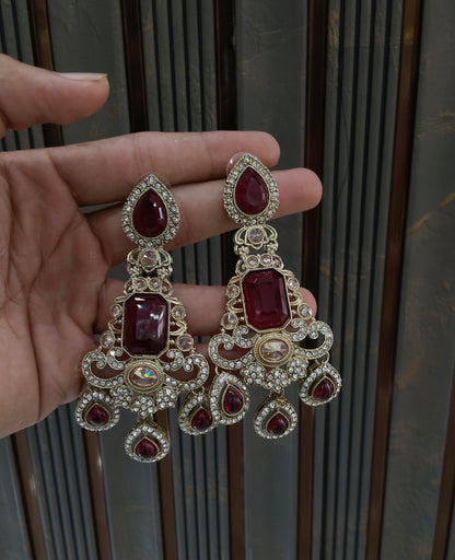 Antique Maroon Bollywood Indian Nitika Earrings