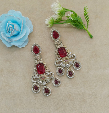 Antique Maroon Bollywood Indian Nitika Earrings