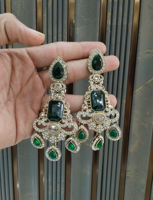 Antique Green Bollywood Indian Nitika Earrings
