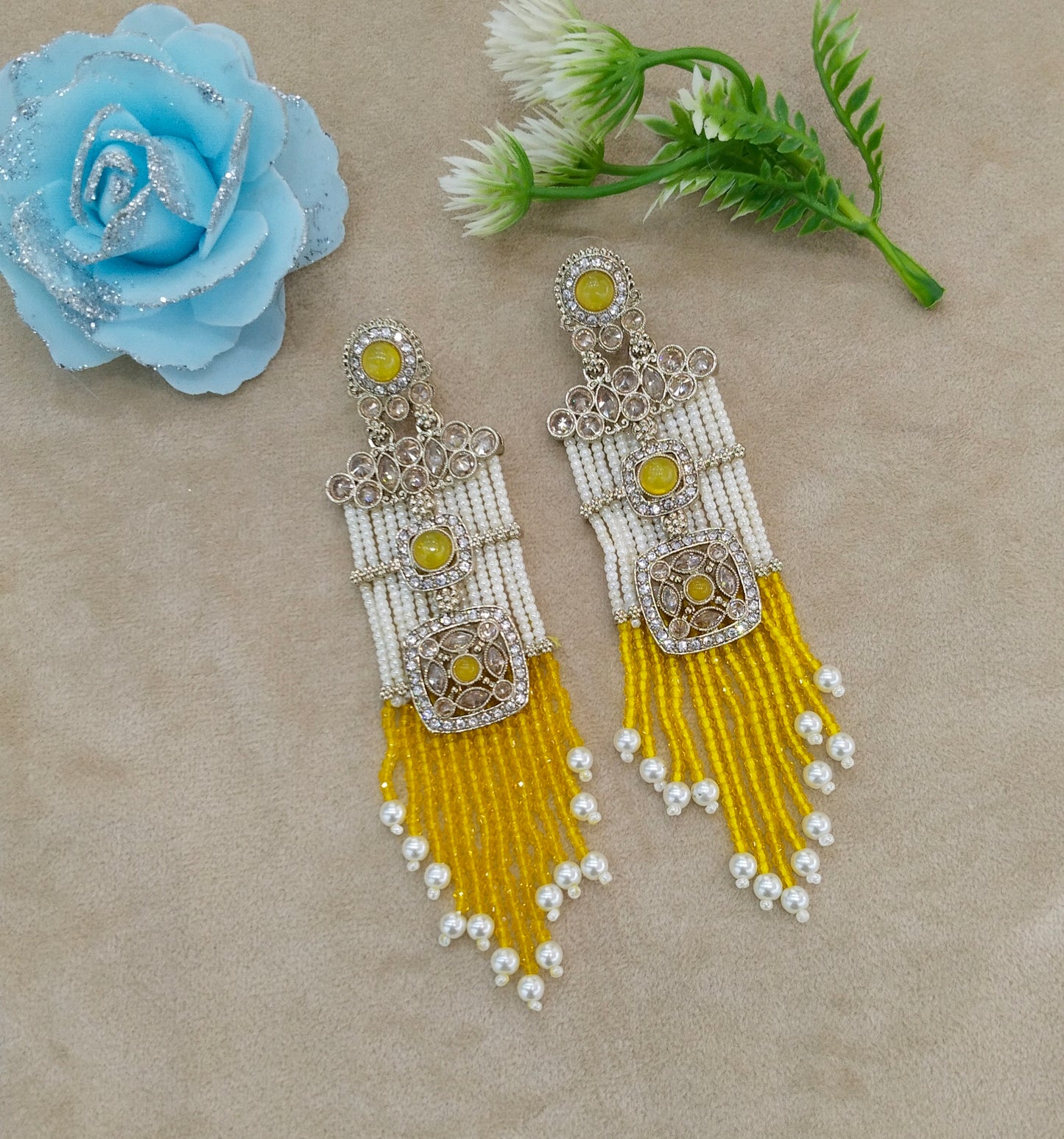 Antique Yellow Bollywood Indian MynaEarrings