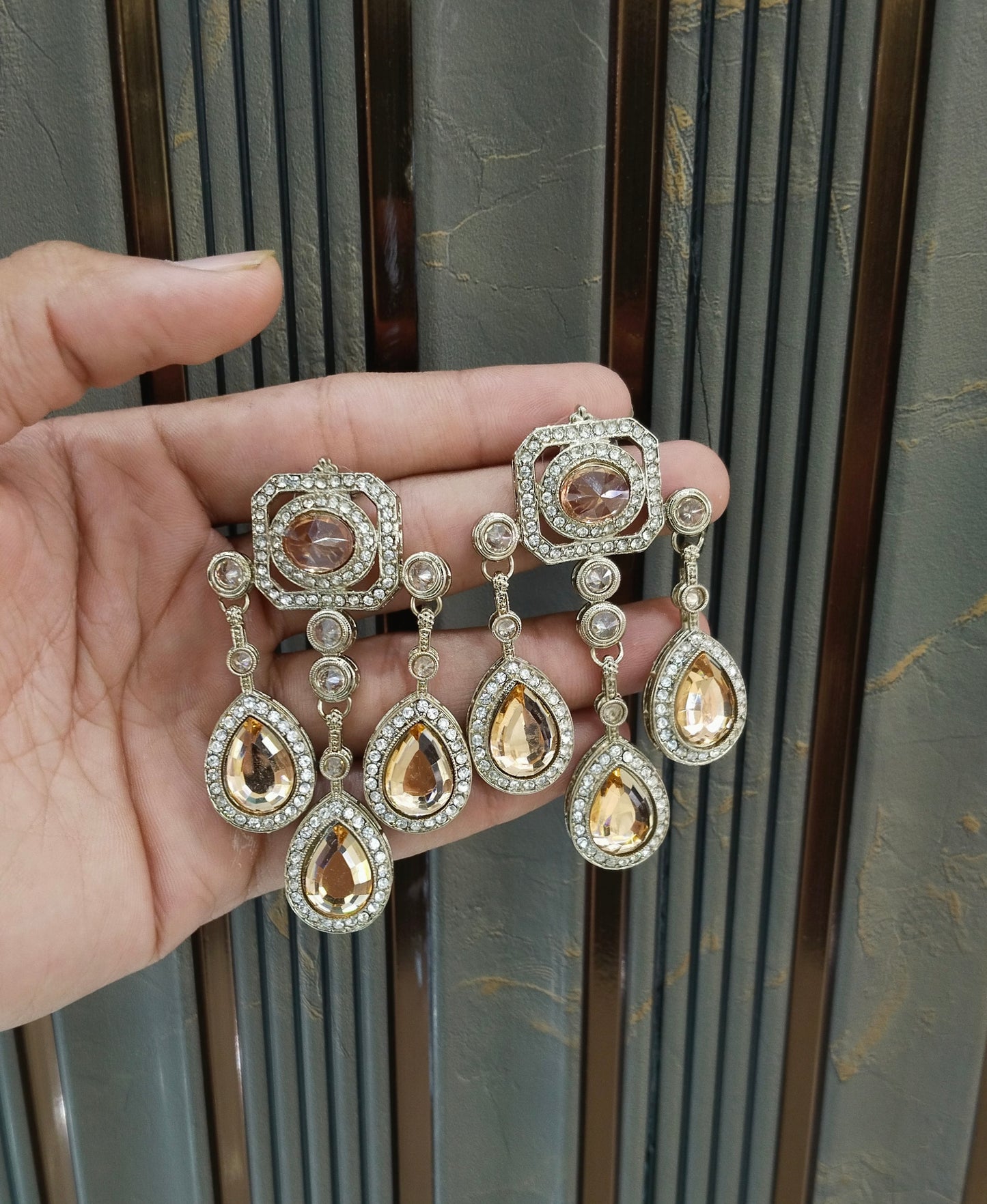 Antique Gold Bollywood Indian Ratan Earrings