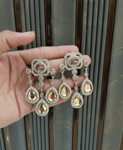 Antique Gold Bollywood Indian Ratan Earrings