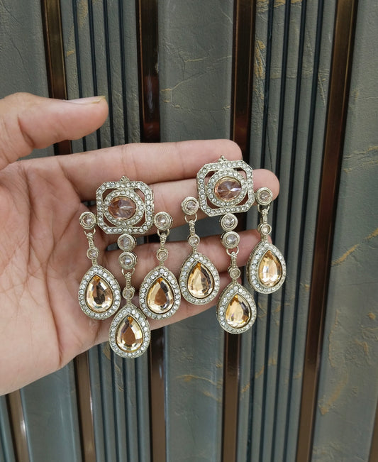 Antique Gold Bollywood Indian Ratan Earrings