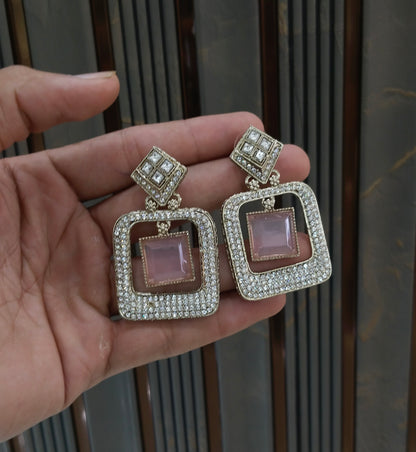 Antique Pink Bollywood Indian Myna Earrings