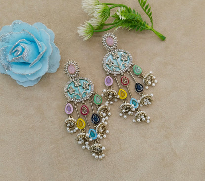 Antique Multi Color Bollywood Indian Tony Earrings