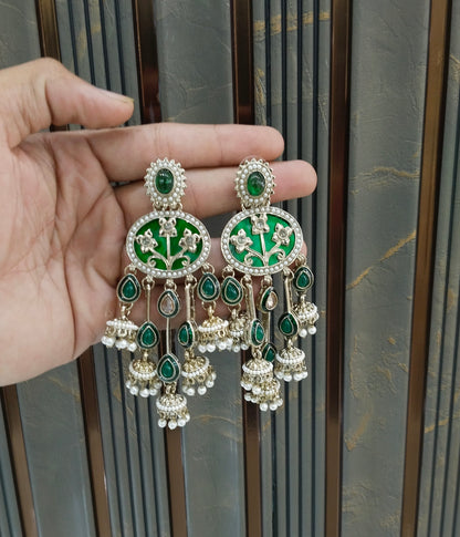 Antique Green Bollywood Indian Tony Earrings