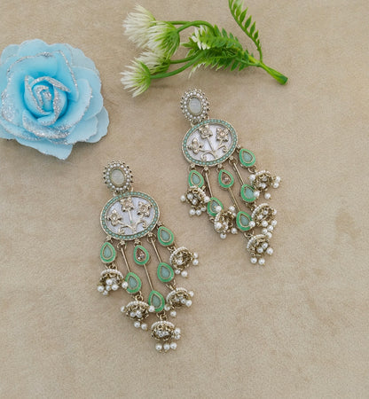 Antique Mint Bollywood Indian Tony Earrings