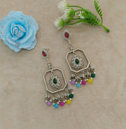 Antique Multi Color Bollywood Indian Ratan Earrings