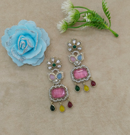 Antique Multi Color Bollywood Indian Ratan Earrings
