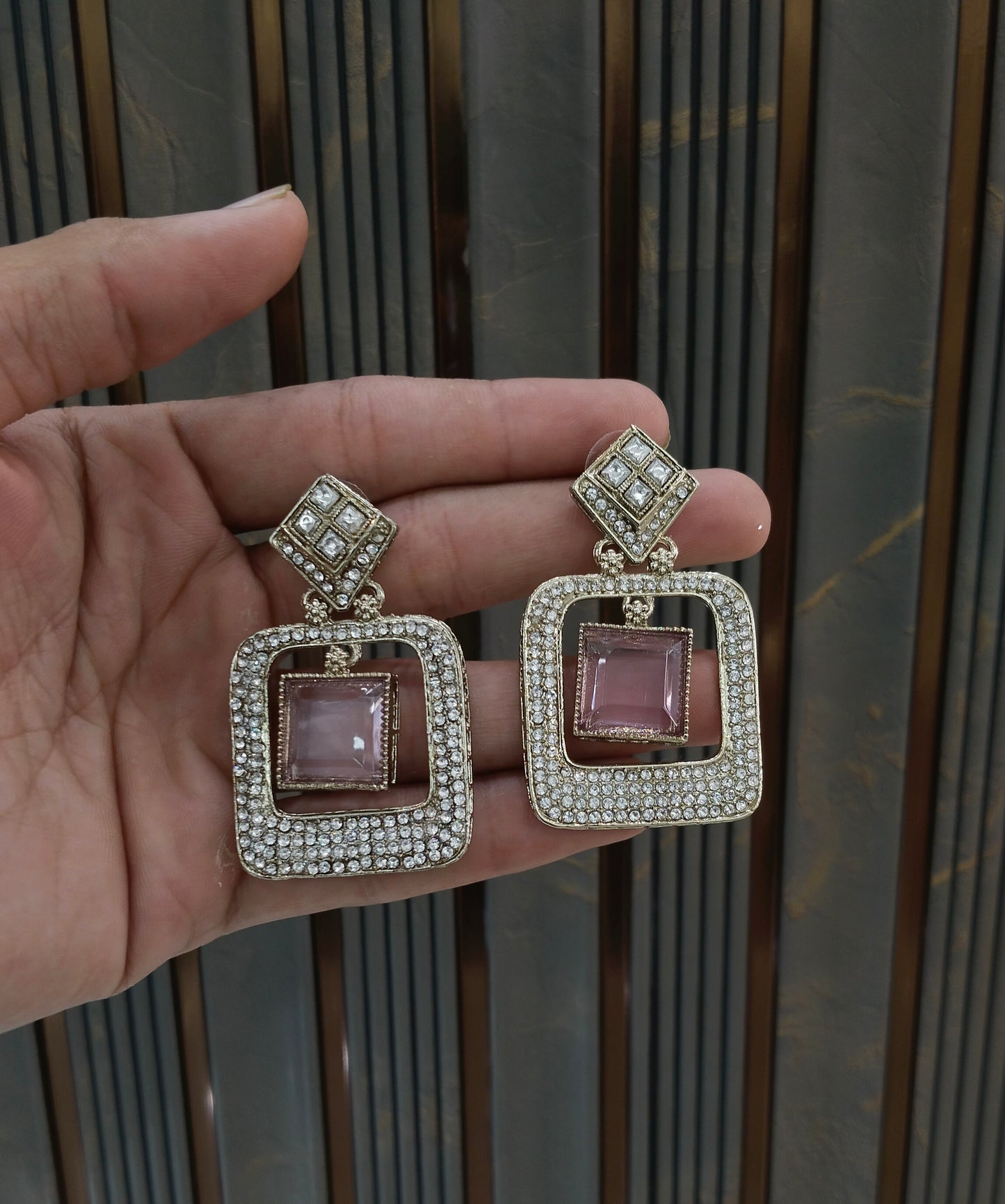 Antique Lavender Bollywood Indian Myna Earrings
