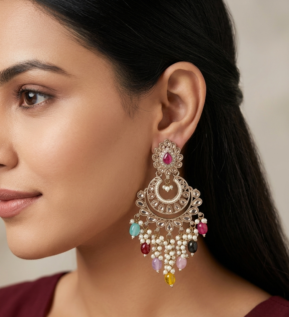 Antique Multi Color Bollywood Indian Merci Earrings