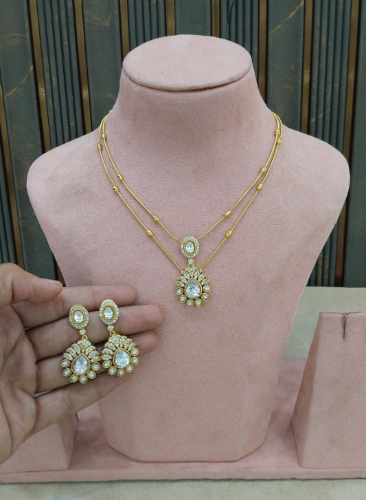 Gold American Diamond Necklace indian Jewellery Disny Set