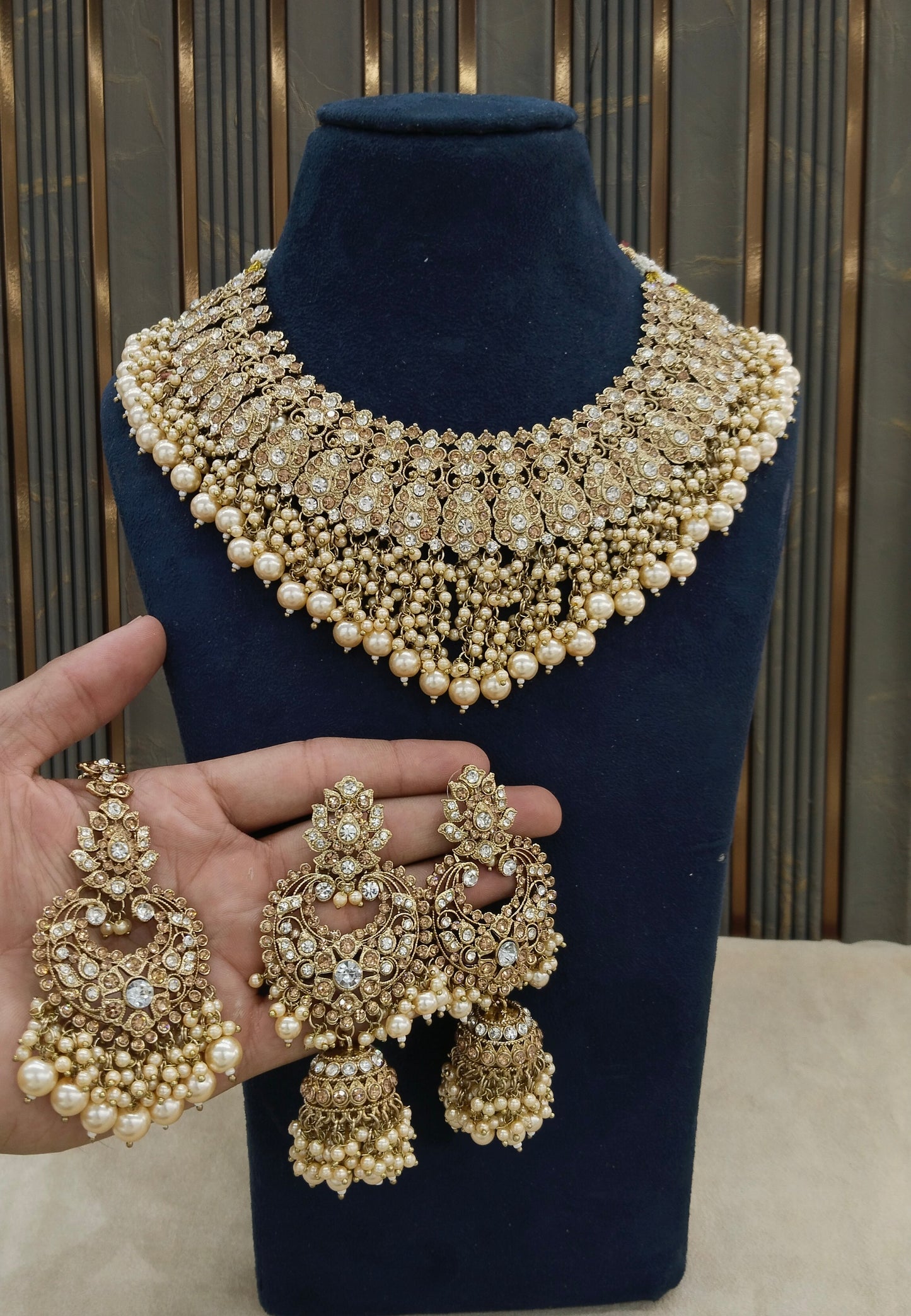 Antique White Necklace Indian Jewellery Shallu Set