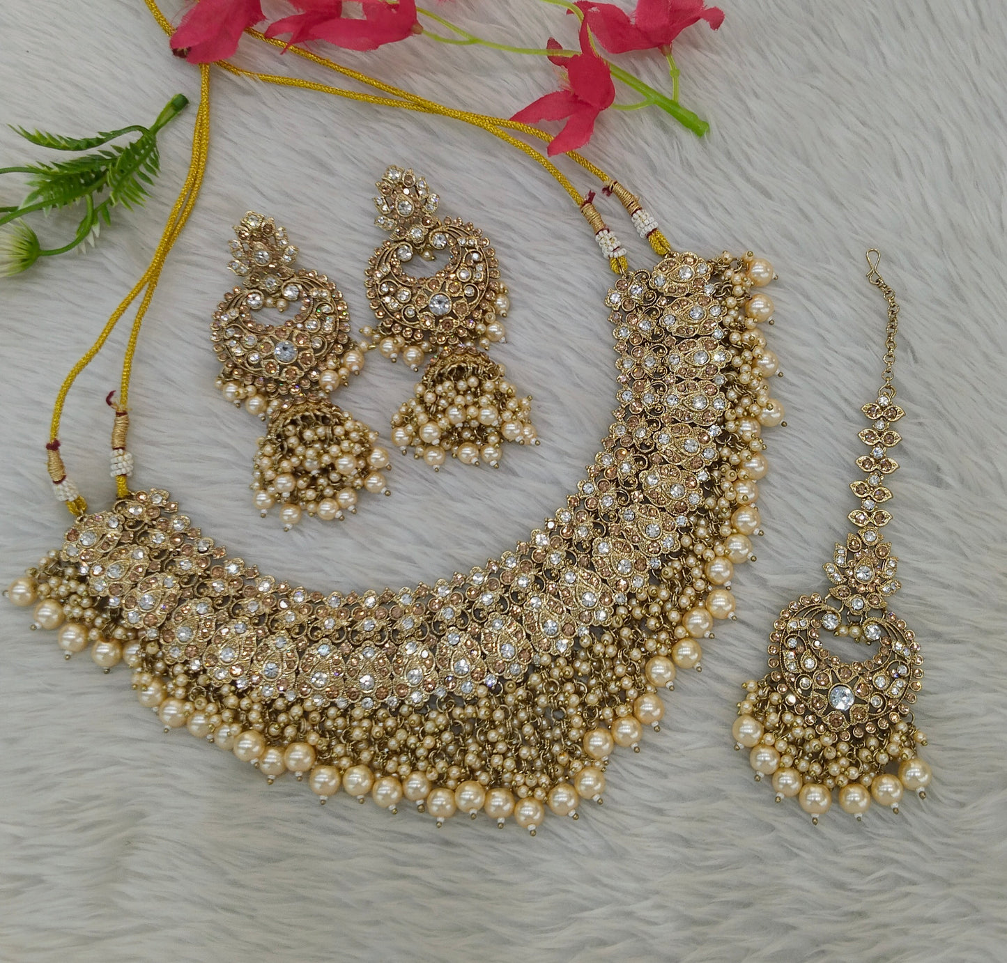 Antique White Necklace Indian Jewellery Shallu Set