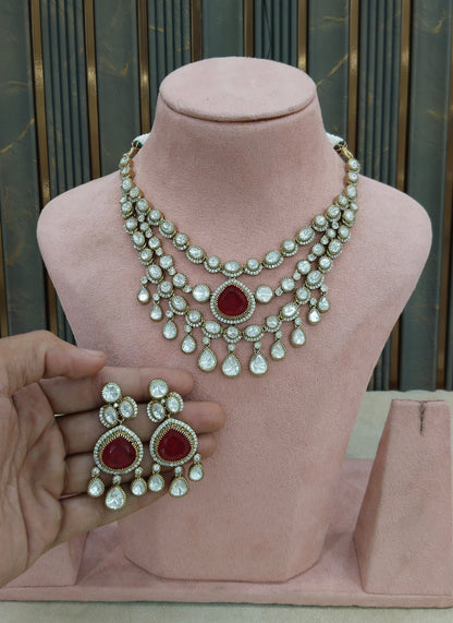 Antique Moissanite Ruby kundan necklace Indian Jewellery Erin Wedding Sets