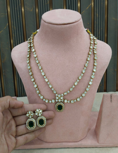 Antique Moissanite Green kundan necklace Indian Jewellery Erin Wedding Sets