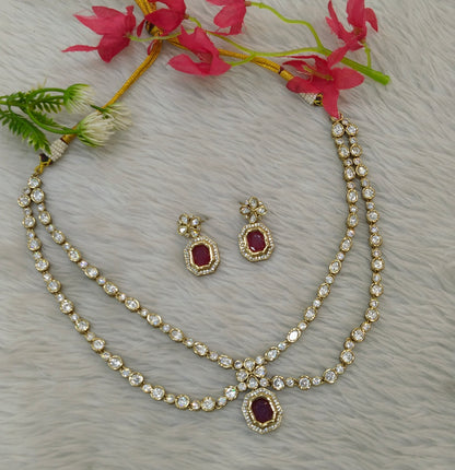 Antique Moissanite Ruby kundan necklace Indian Jewellery Erin Wedding Sets