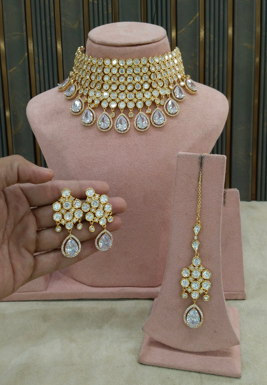 Gold Uncut Kundan Choker Indian Jewellery Margo Set