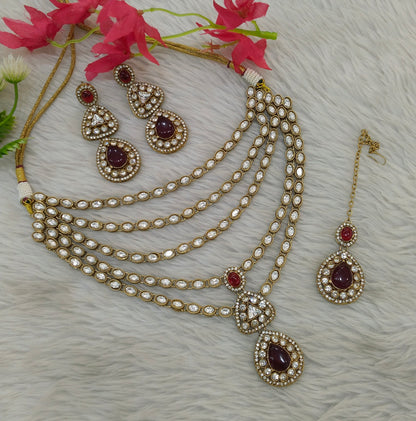 Antique Moissanite Maroon kundan necklace Indian Jewellery Shipa Wedding Sets