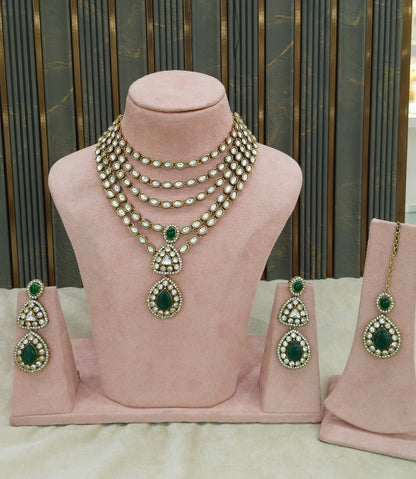 Antique Moissanite Green kundan necklace Indian Jewellery Shipa Wedding Sets