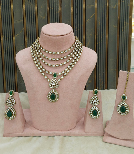 Antique Moissanite Green kundan necklace Indian Jewellery Shipa Wedding Sets