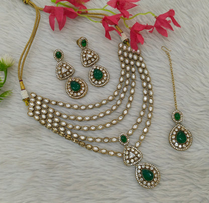 Antique Moissanite Green kundan necklace Indian Jewellery Shipa Wedding Sets