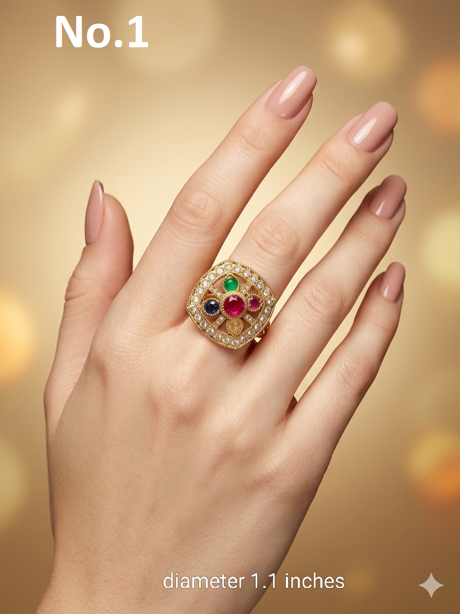 Gold Cocktail Indian Finger Still Rings