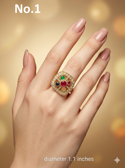 Gold Cocktail Indian Finger Still Rings