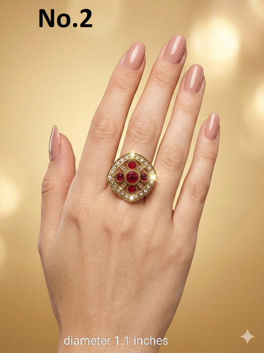 Gold Cocktail Indian Finger Still Rings
