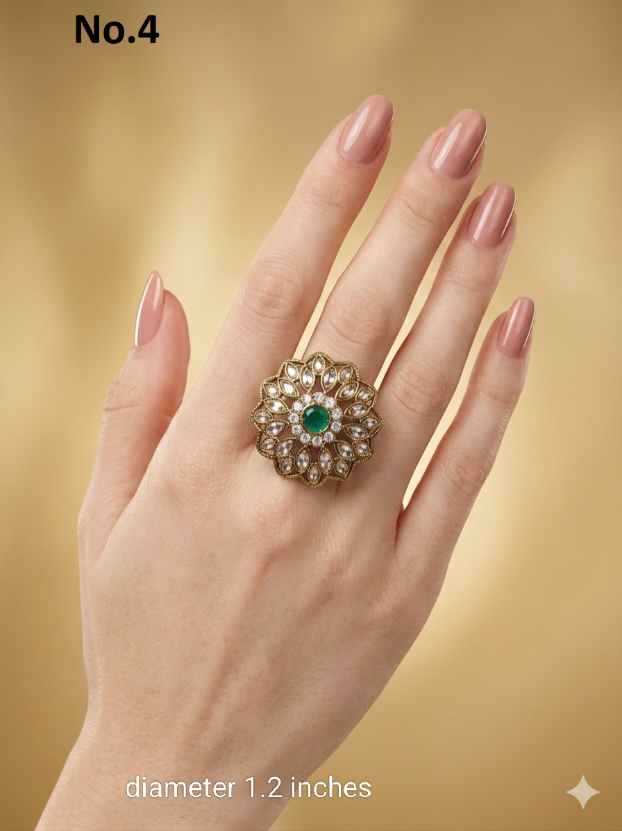 Gold Cocktail Indian Finger Still Rings