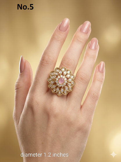 Gold Cocktail Indian Finger Still Rings