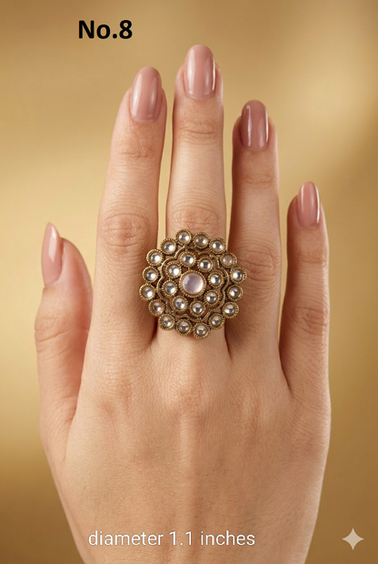 Gold Cocktail Indian Finger Still Rings
