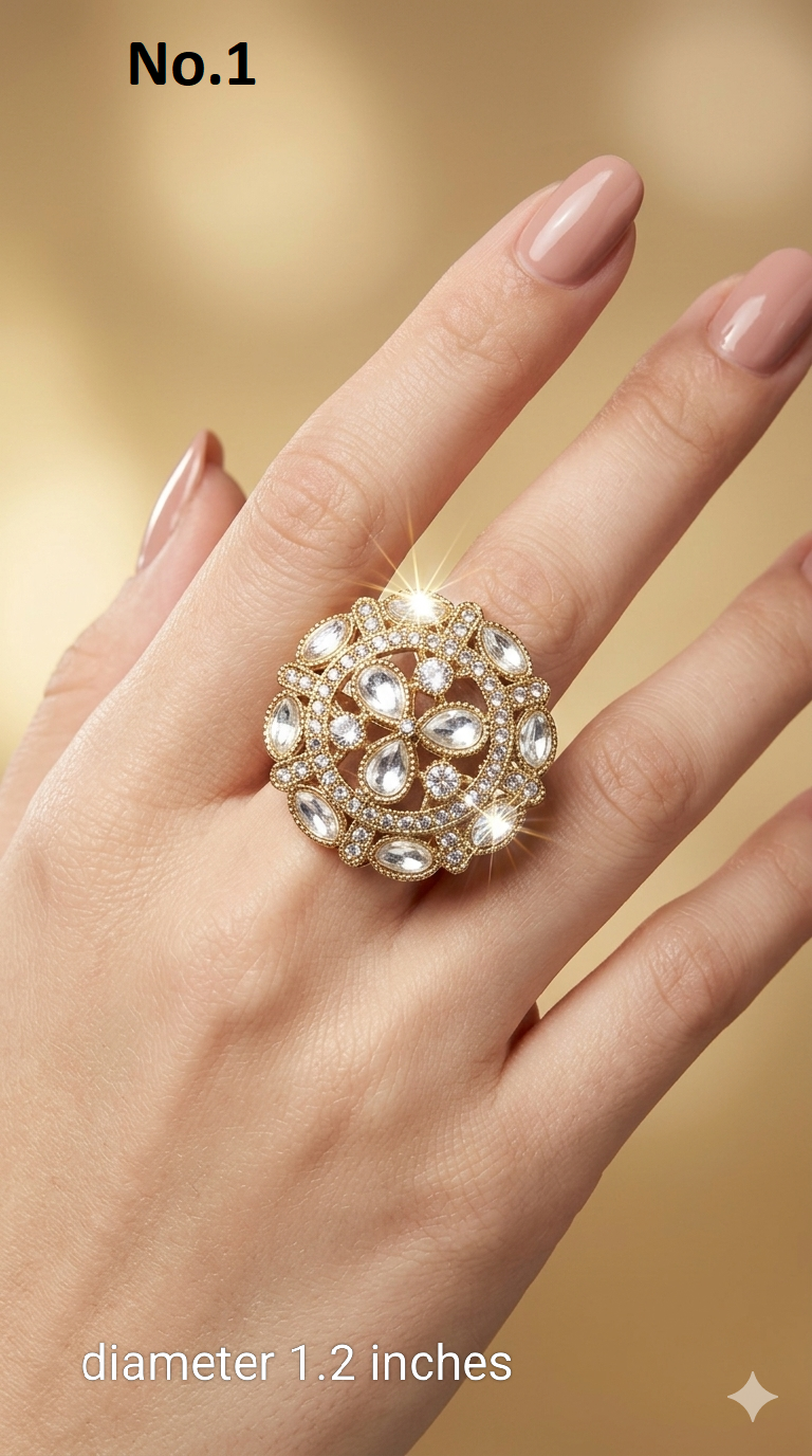 Gold Cocktail Indian Finger Still Rings