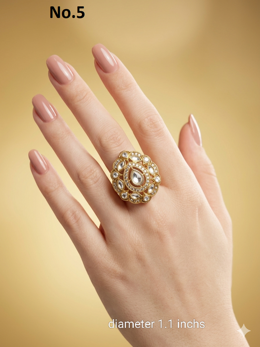 Gold Cocktail Indian Finger Still Rings