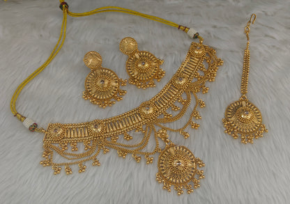 Gold White polki choker set/ Gold choker Kirtika set