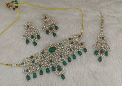 Antique Green choker Set/ Antique gold choker Indian Dolly Jewellery