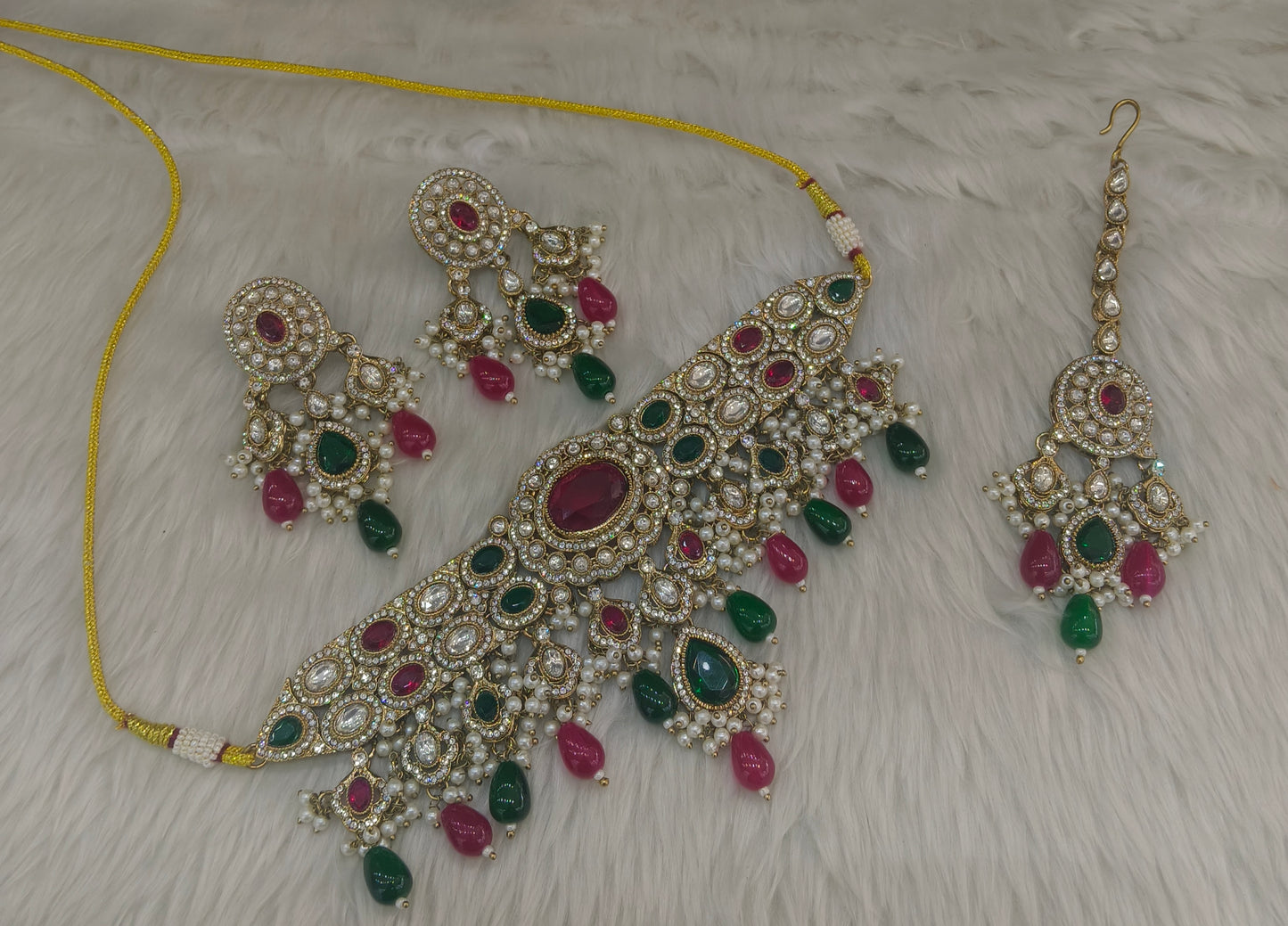 Antique Multi Color choker Set/ Antique gold choker Indian Dolly Jewellery