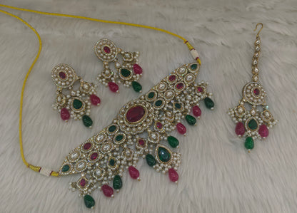 Antique Multi Color choker Set/ Antique gold choker Indian Dolly Jewellery