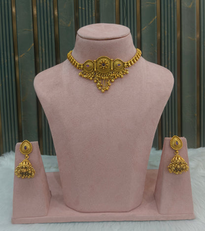 Gold polki Ruby choker set/ Gold choker Kirtika set