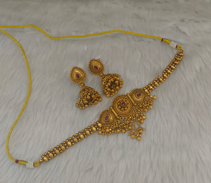 Gold polki Ruby choker set/ Gold choker Kirtika set