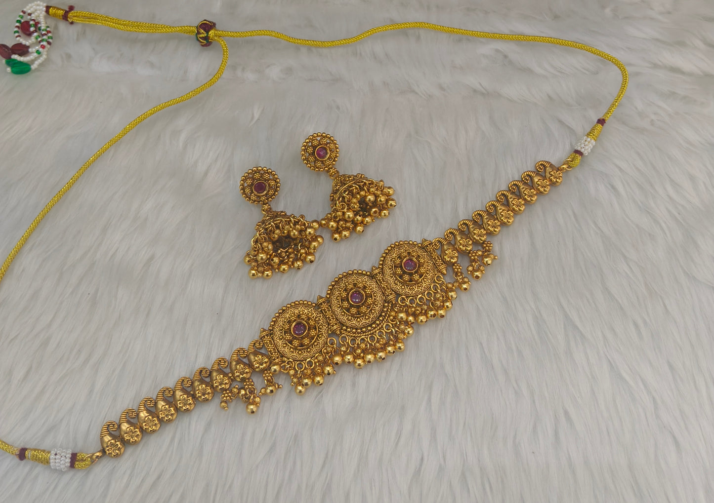 Gold polki Ruby choker set/ Gold choker Kirtika set