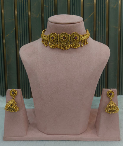 Gold polki Ruby choker set/ Gold choker Kirtika set