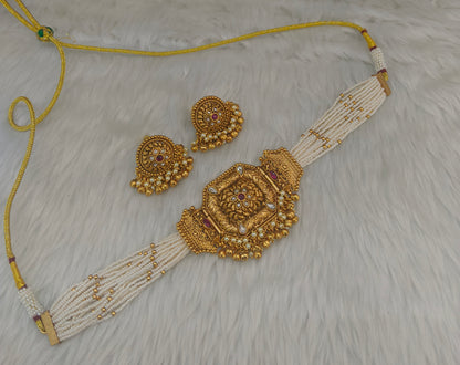 Gold polki Ruby choker set/ Gold choker Kirtika set