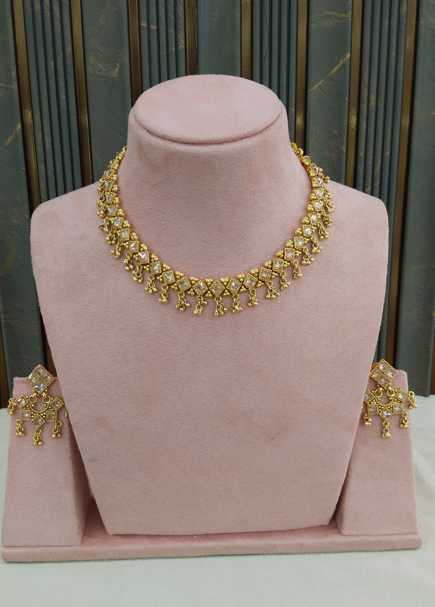 Gold Polki  Necklace Jewellery Adya Set