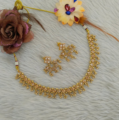 Gold Polki  Necklace Jewellery Adya Set
