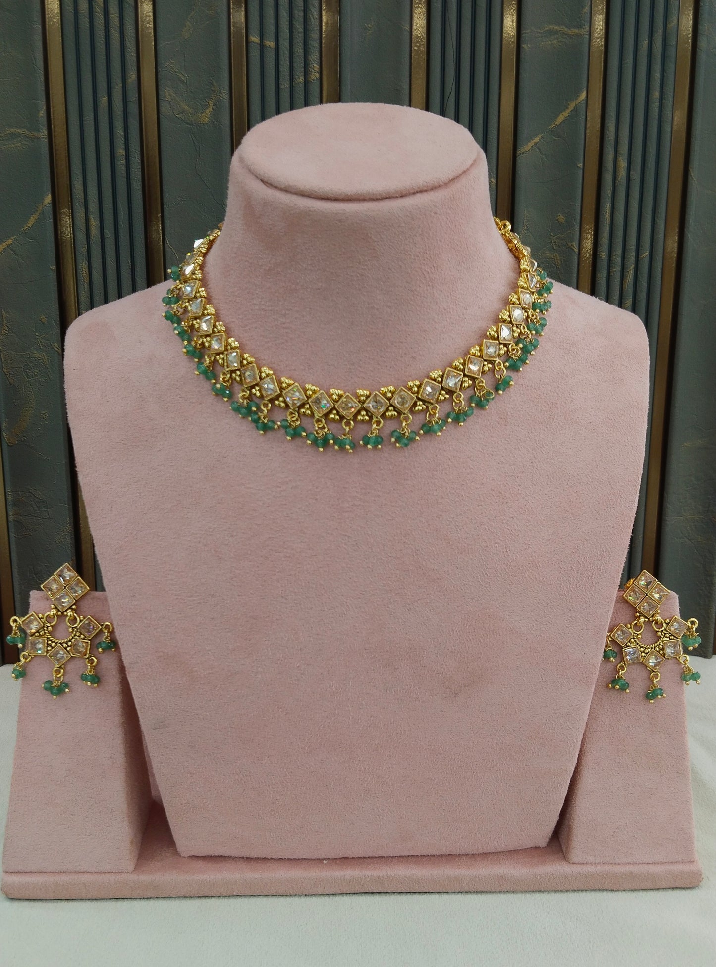 Gold Polki  Necklace Jewellery Adya Set