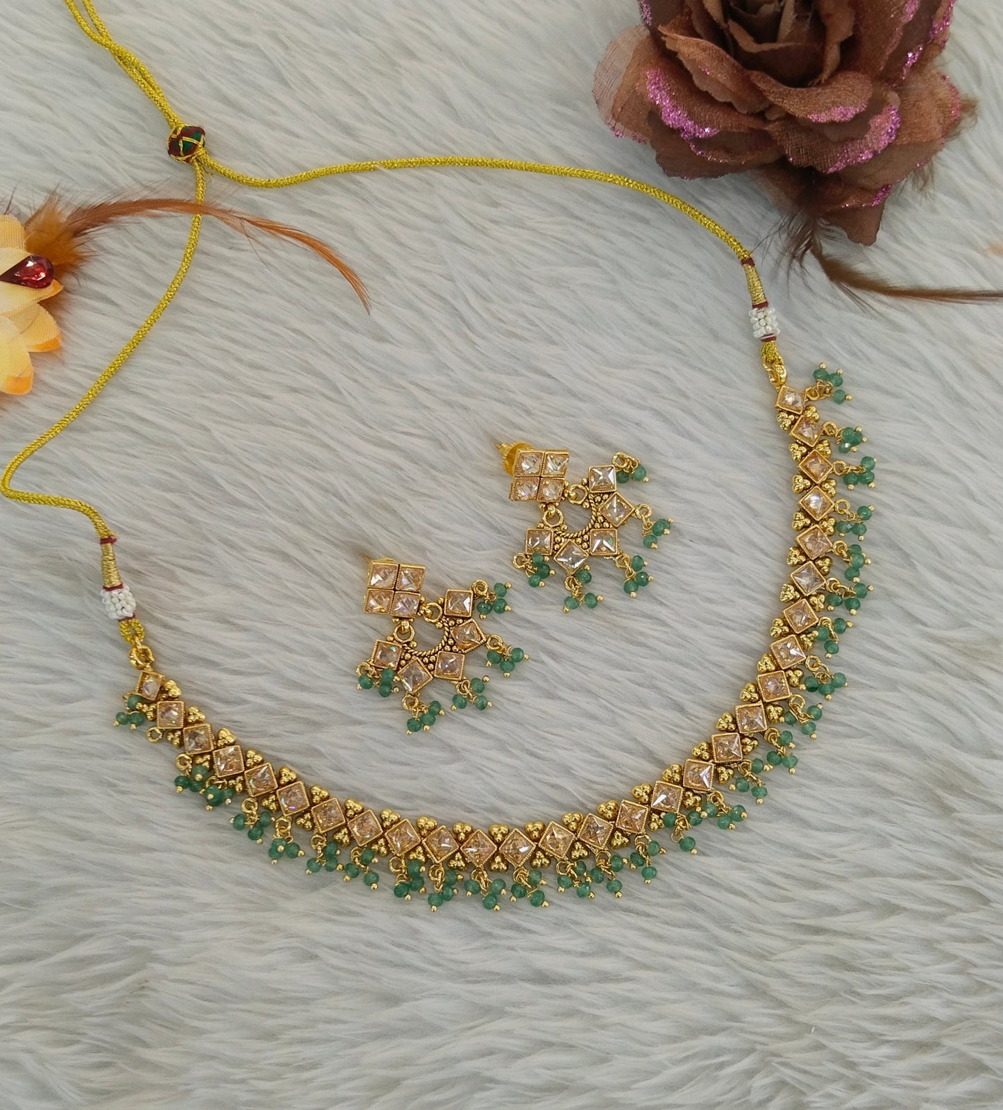 Gold Polki  Necklace Jewellery Adya Set