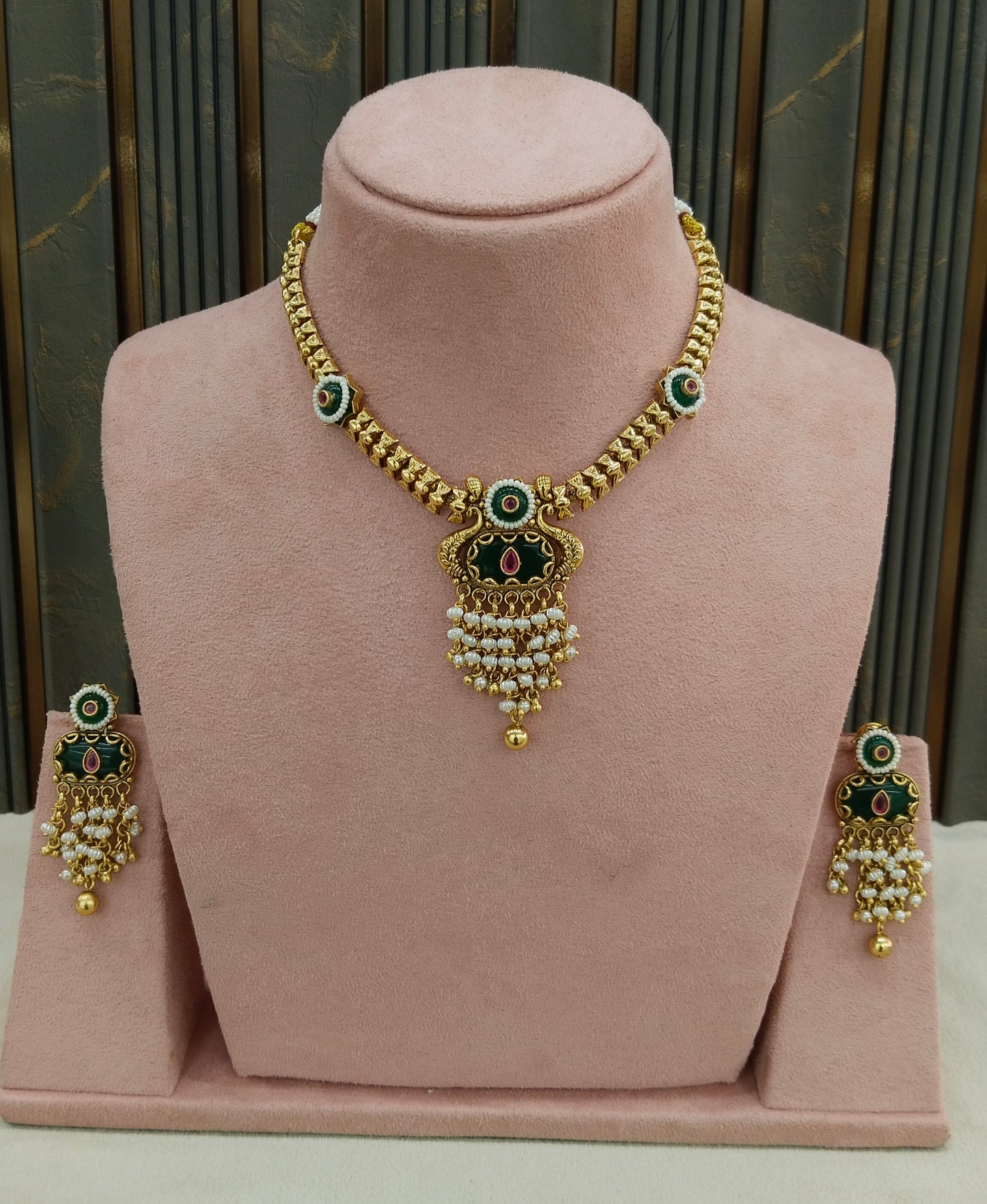 Gold Polki Necklace Jewellery Adya Set