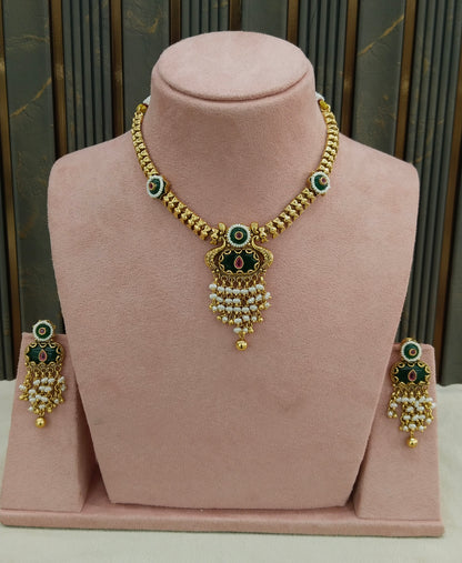 Gold Polki Necklace Jewellery Adya Set